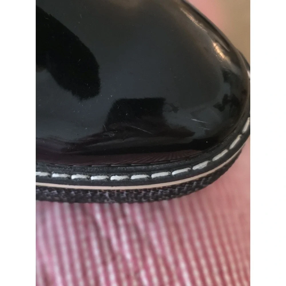 ZARA Black Patent Multi-Stripe Thick Platform Oxford Shoes Size EU 41  USA Size